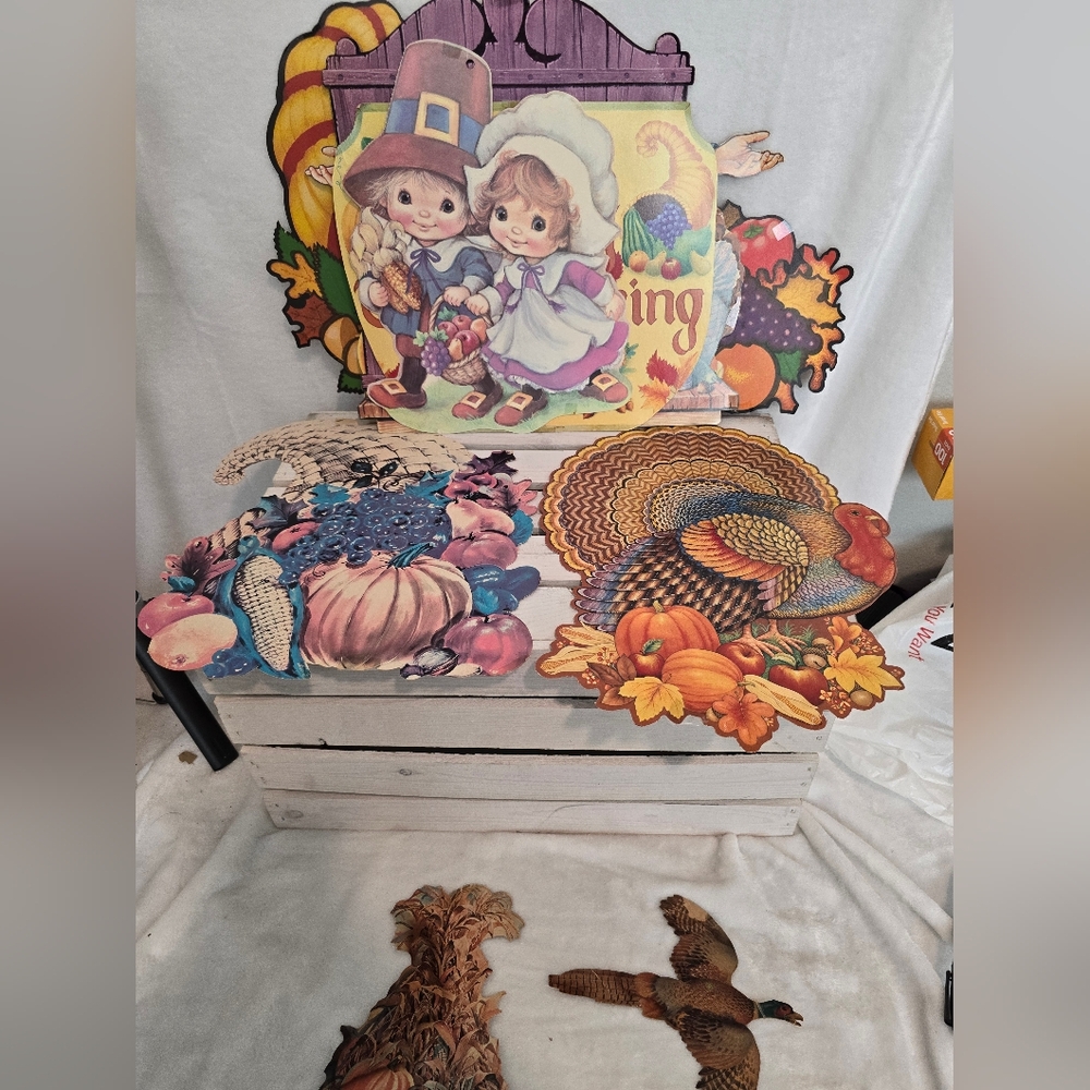 Vintage Diecut Thanksgiving / Fall figures cardboard Lot of 10